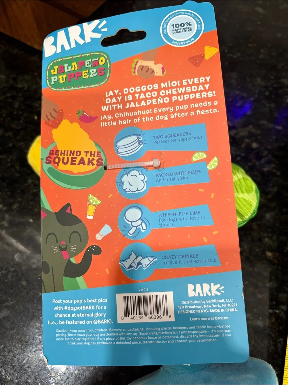 Bark Plush Jalapeño Puppers Dog Toy in Red, Yellow, Blue, Green